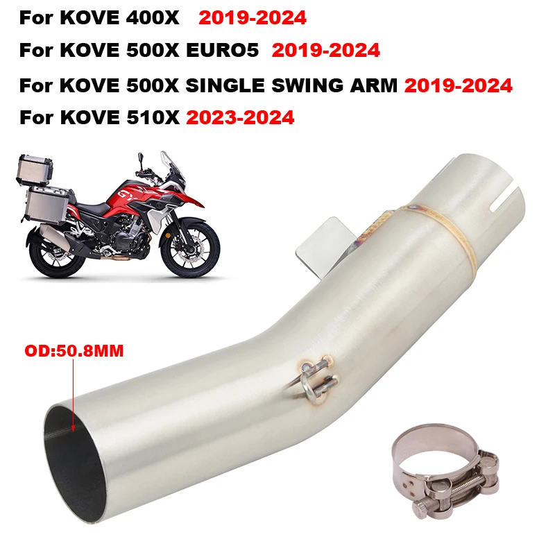 

Слипоны для KOVE 400X 500X 510X EURO5 одиночный поворотный рычаг 2019 - 2024 выхлопная труба для мотоцикла из нержавеющей стали 51 мм средняя Соединительная труба