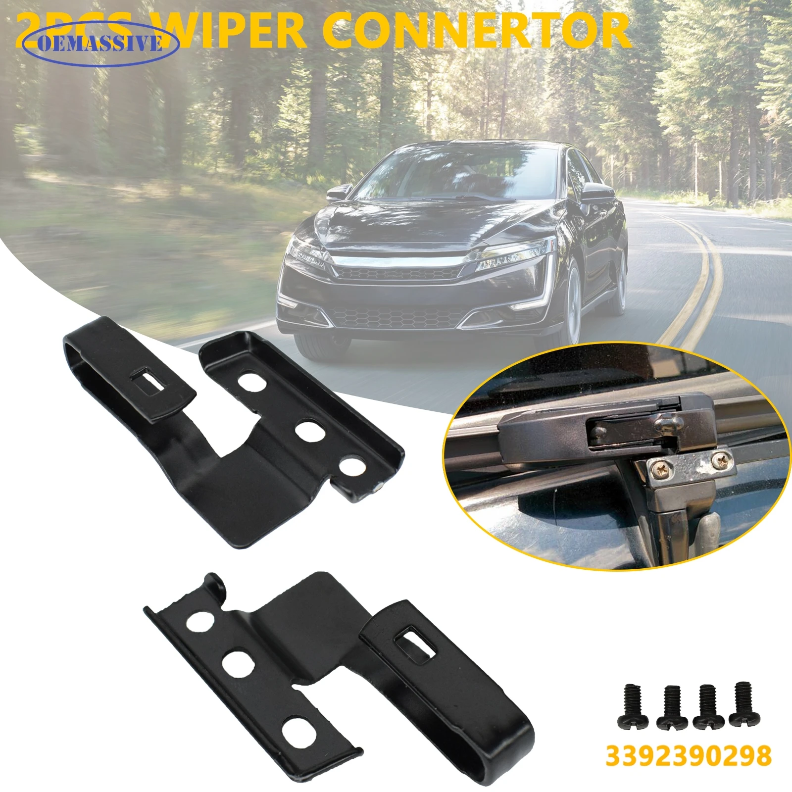 

2 шт. универсальный автомобильный адаптер для переднего стеклоочистителя, монтажный комплект для рычага 3392390298 Адаптеры для стеклоочистителей Винты Аксессуары