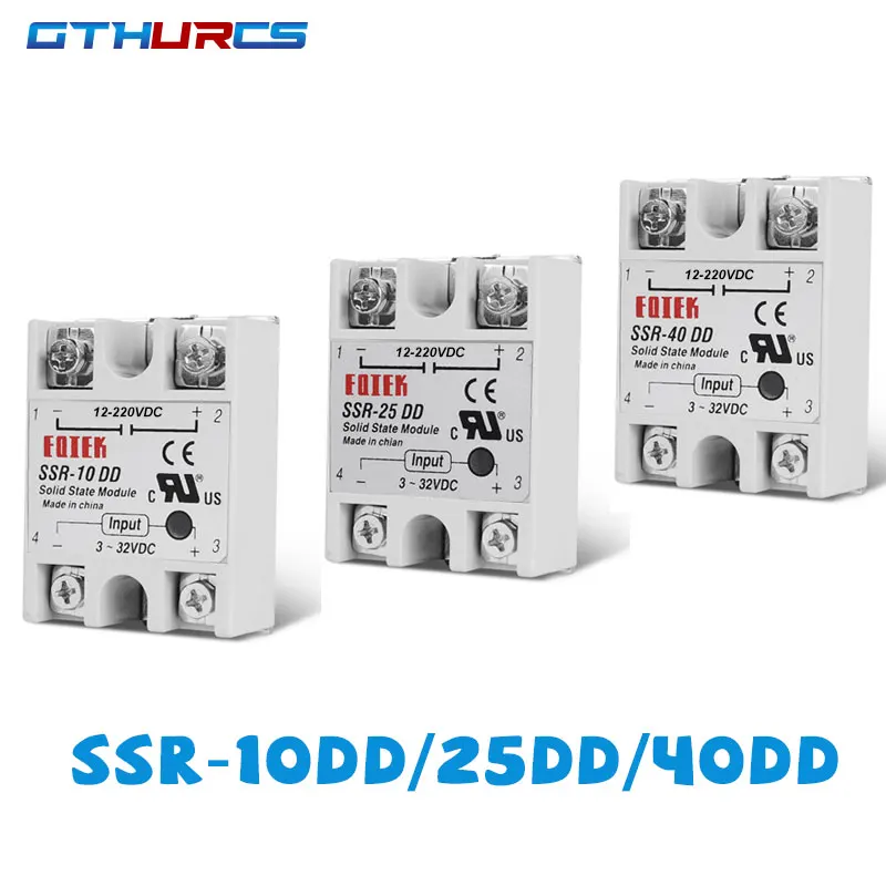 SSR-10DD 25DD 40DD твердотельное реле 10A 25A 40A однофазный модуль 3-32 В вход 12-220 В постоянного тока Выход постоянного тока