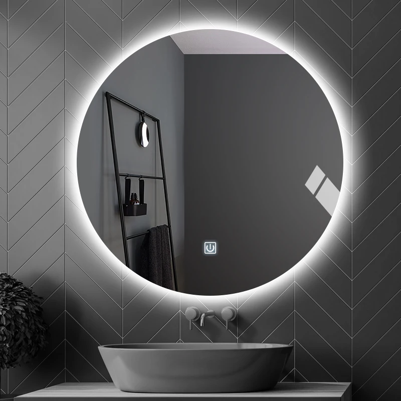 

Bathroom Mirror With Led Light Touch Control Make Up Mirror Wall Mounted Smart Round Vanity Espelho Com Led Home Decoration