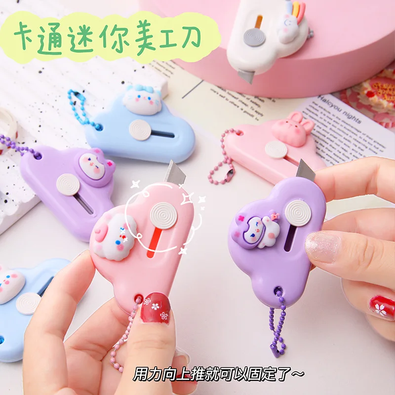 

Kawaii Cartoon Mini Animal Head Portable Utility Knife Letter Opener Box Cutter Pocket Stretch Paper Cutters Gift Prizes