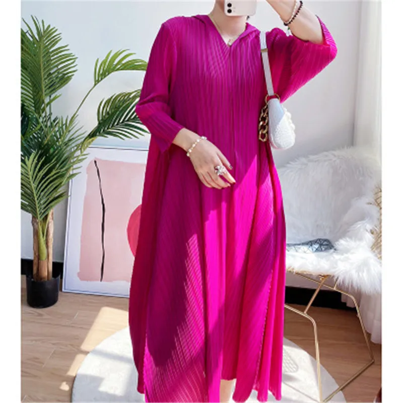 

Miyake Folds 2023 New Fashion Loose Large Size Casual Dress Fat Mm100 Kg Can Be Worn Thin and Cover The Meat In The Long Dress