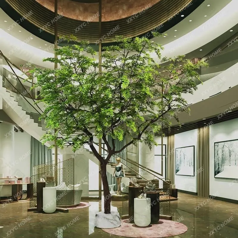 Искусственное зеленое кленовое дерево большой дизайн интерьера искусственные