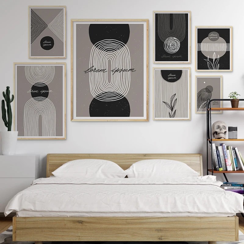 Мода Абстрактная линия Черно-белый минимализм Роскошная картина на холсте