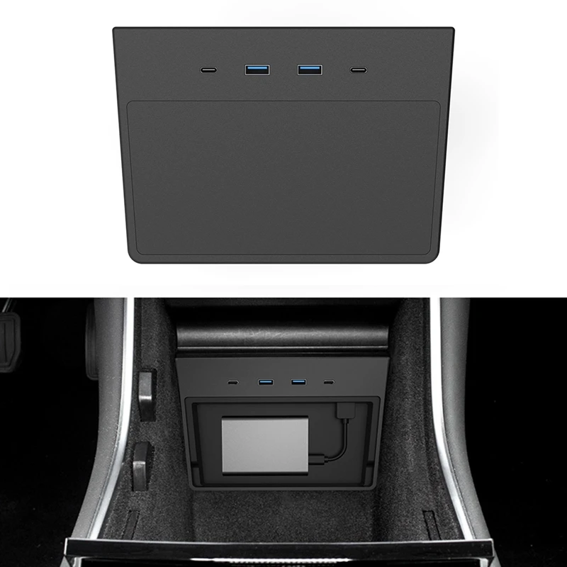 

Car USB Hub Dashcam And Sentry Mode Viewer USB Hub Center Console Accessories 5 In 1 For Tesla Model 3/Y 2020+