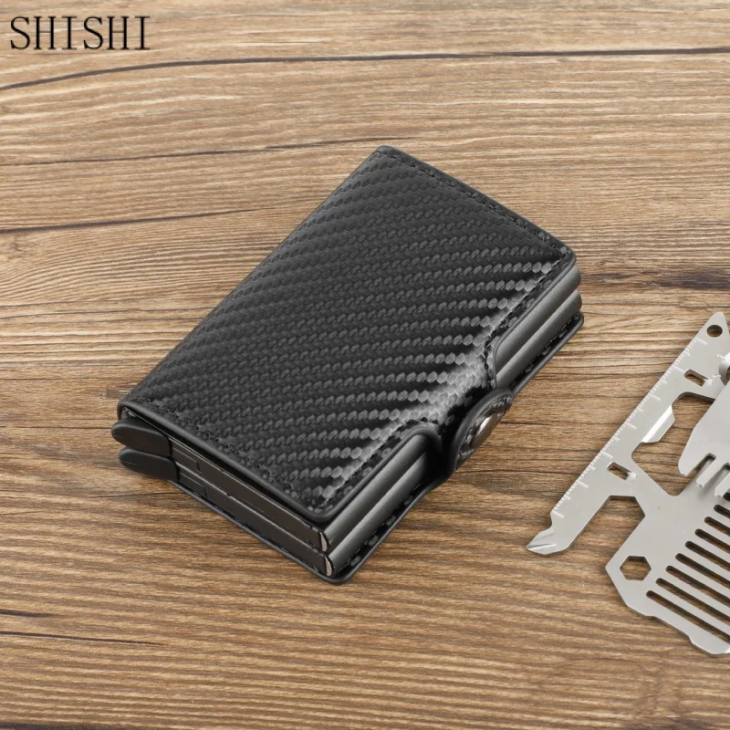 New Carbon Fiber Men Wallet RFID anti-theft Slim Wallets Double Layer Aluminum Alloy Card Holder Luxury Wallet For Men