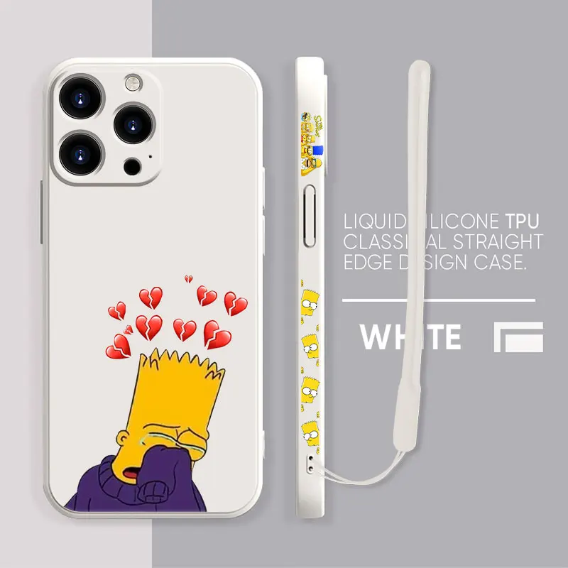 

Lovely Family Simpson Square Liquid Silicone Phone Case For iPhone 11 13 12 Pro Max Mini X XS Max XR 7 8 6 Plus SE2 Disney Cover
