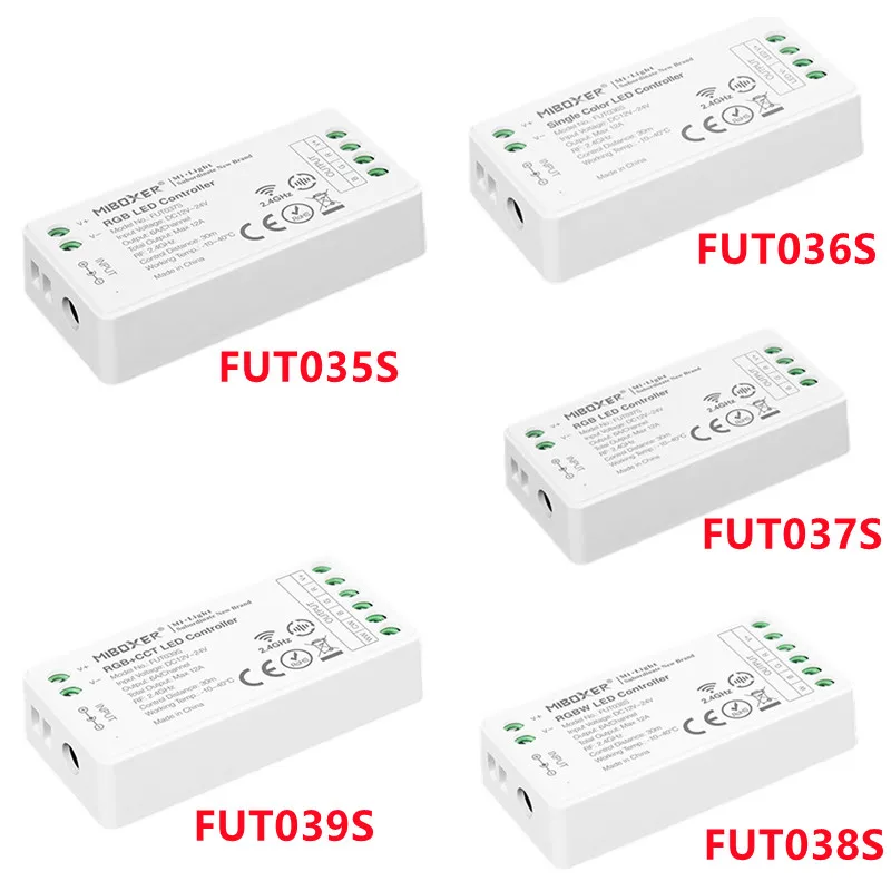 Miboxer 2.4GHz RF DC12V~24V FUT035S FUT036S FUT037S FUT038S FUT039S Dual White Single Color  RGB RGBW RGB+CCT LED Controller