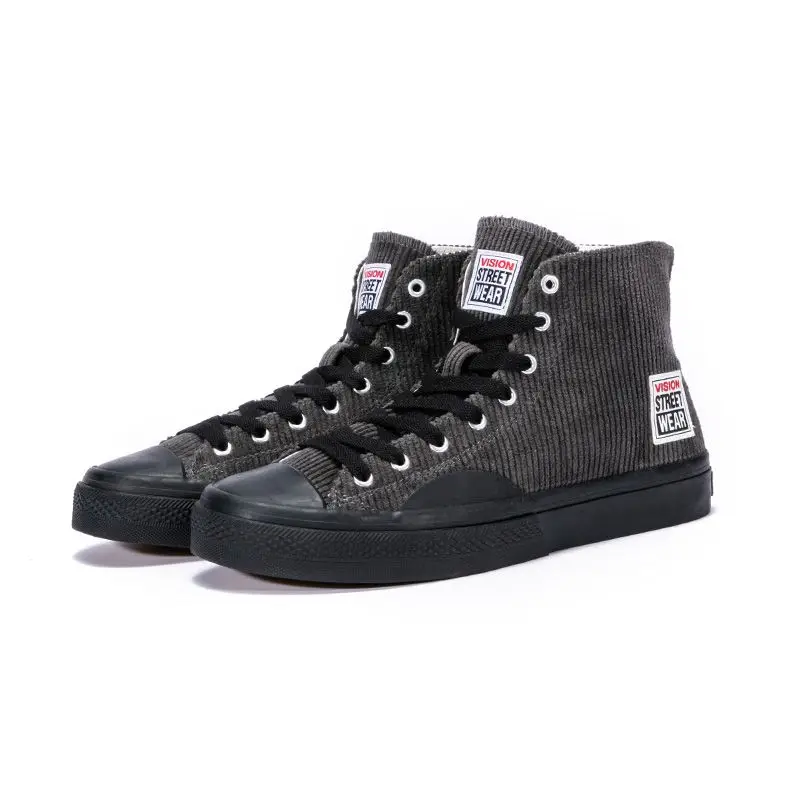 VISION STREET WEAR Retro Grey Black Corduroy High Top Fashion Casual New Men's and Women's Sports Shoes