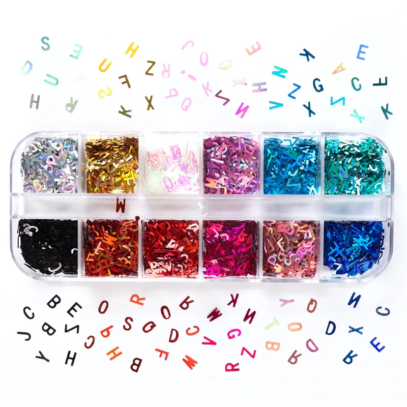 Holographic English Letters Sequins Glitter For Epoxy Resin Filling Latin Alphabet Sequin Resin Mold Filler DIY Keychain Pendant