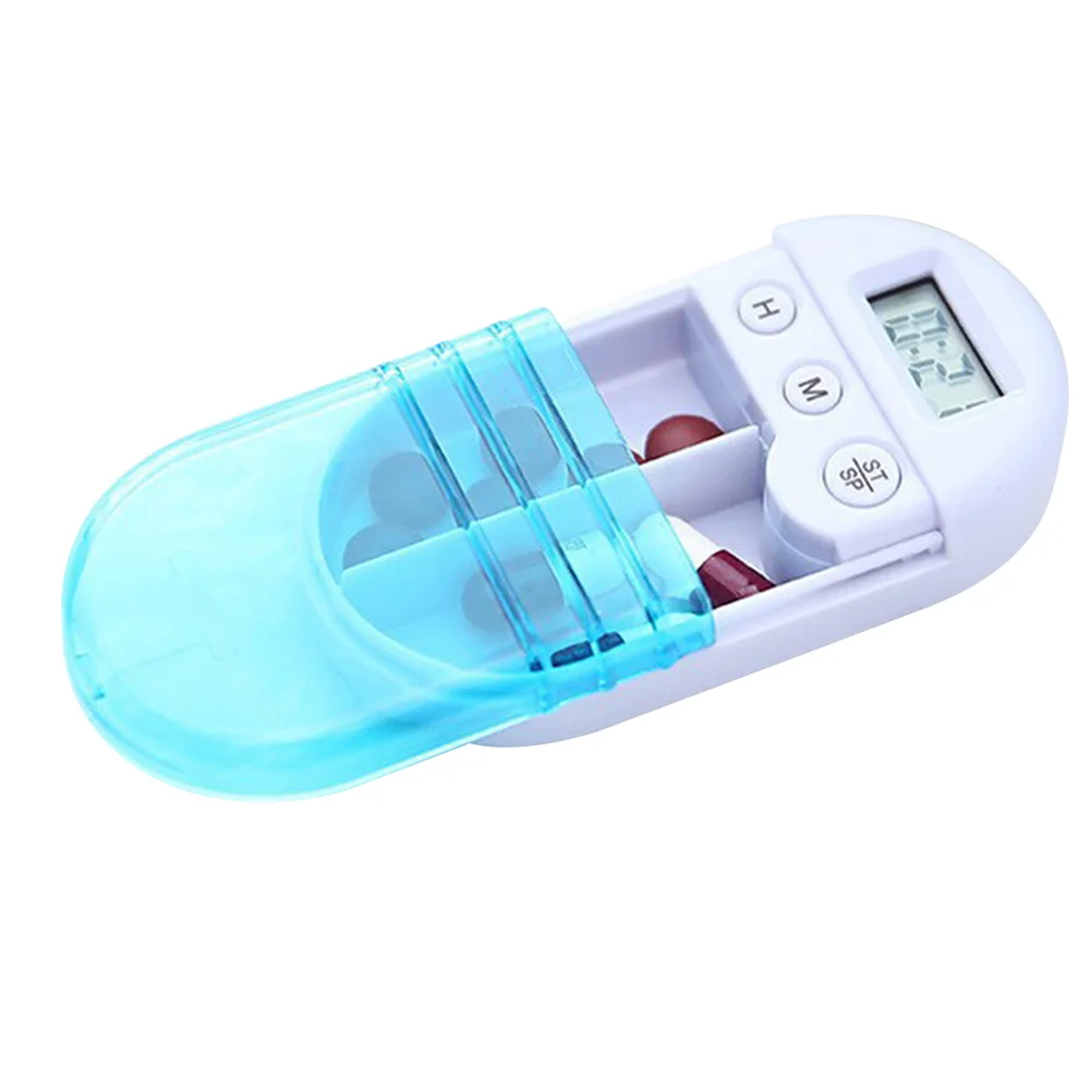 

Портативный электронный цифровой контейнер для таблеток с таймером и будильником, умный чехол для таблеток с напоминанием и 2 отделениями
