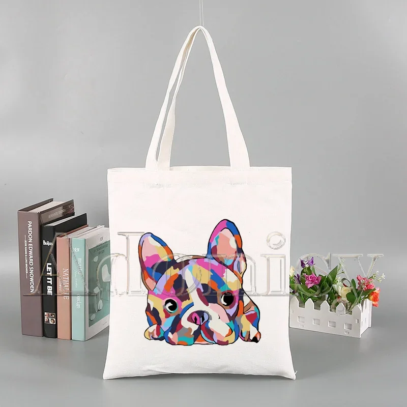 Сумка для покупок с французским бульдогом многоразовый складной мешок
