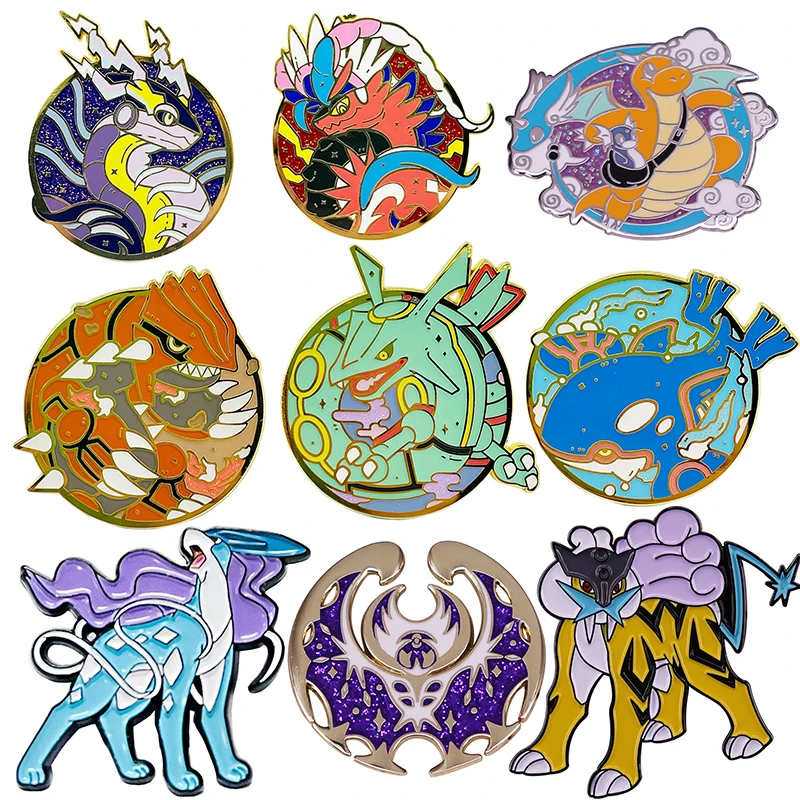 

Pokemon Cartoon Enamel Brooch Kawaii Anime Figures Charizard Pikachu Rayquaza Koraidon Miraidon Metal Lapel Pins Badge Toys Gift