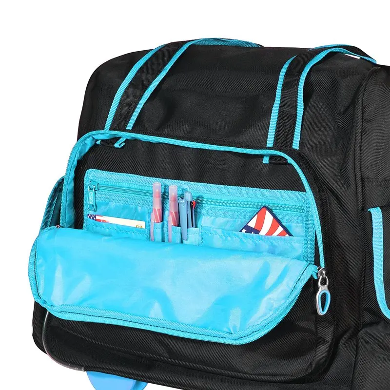 Olympia Rave Rolling Overnighter Tote Bag Luggage, Black and Blue
