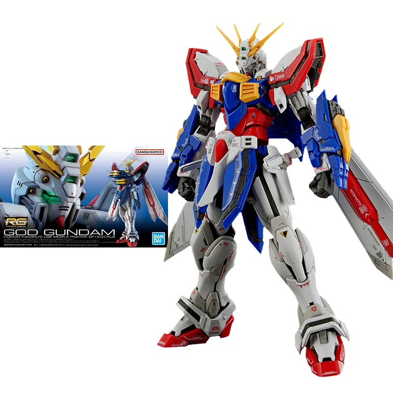 

Bandai оригинальный набор моделей Gundam, Аниме фигурки RG 1/144 GOD GUNDAM, фигурки героев, коллекционные игрушки, украшения, подарки для детей