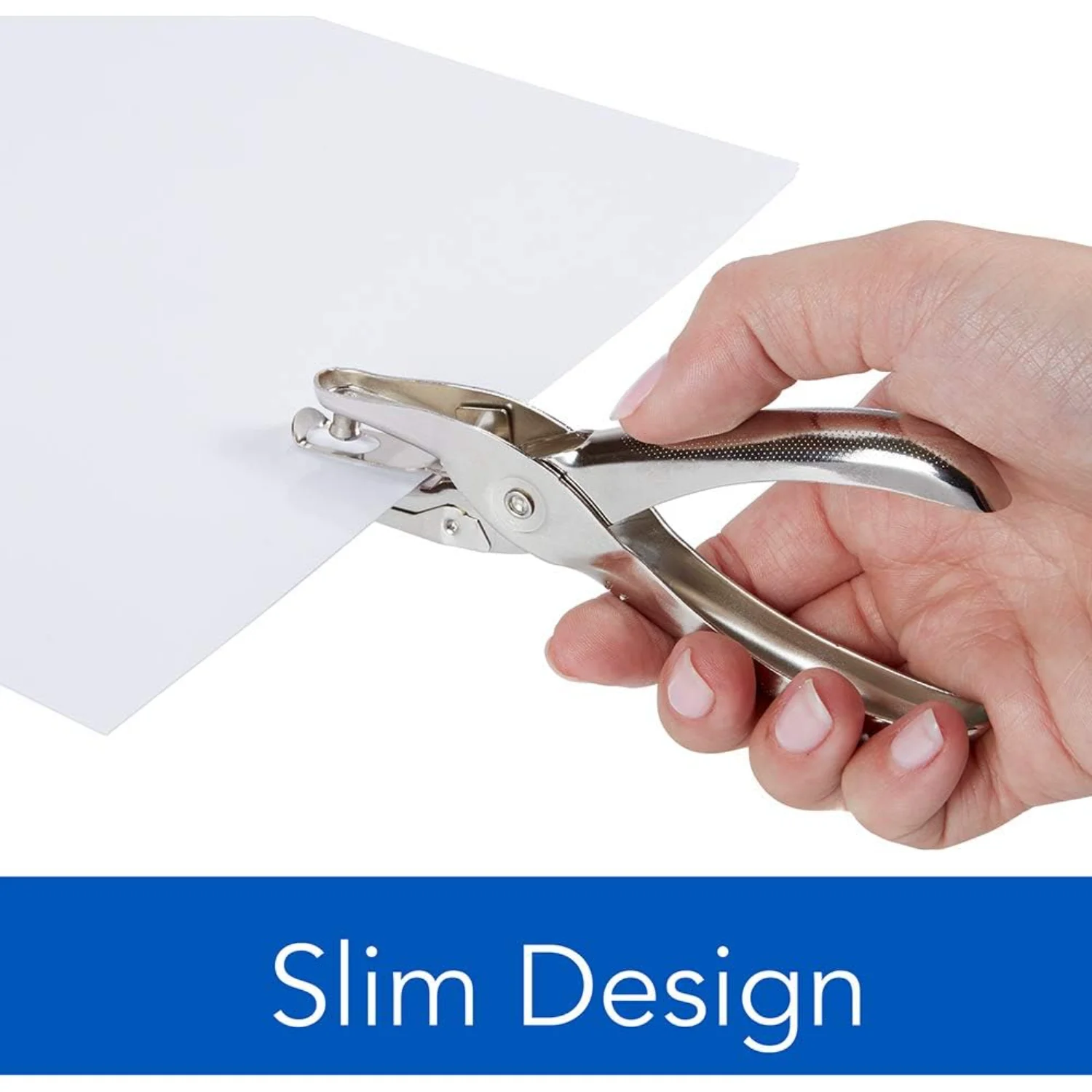 Дырокол с 1 отверстием емкостью 5 листов бумага одним хром (74005)