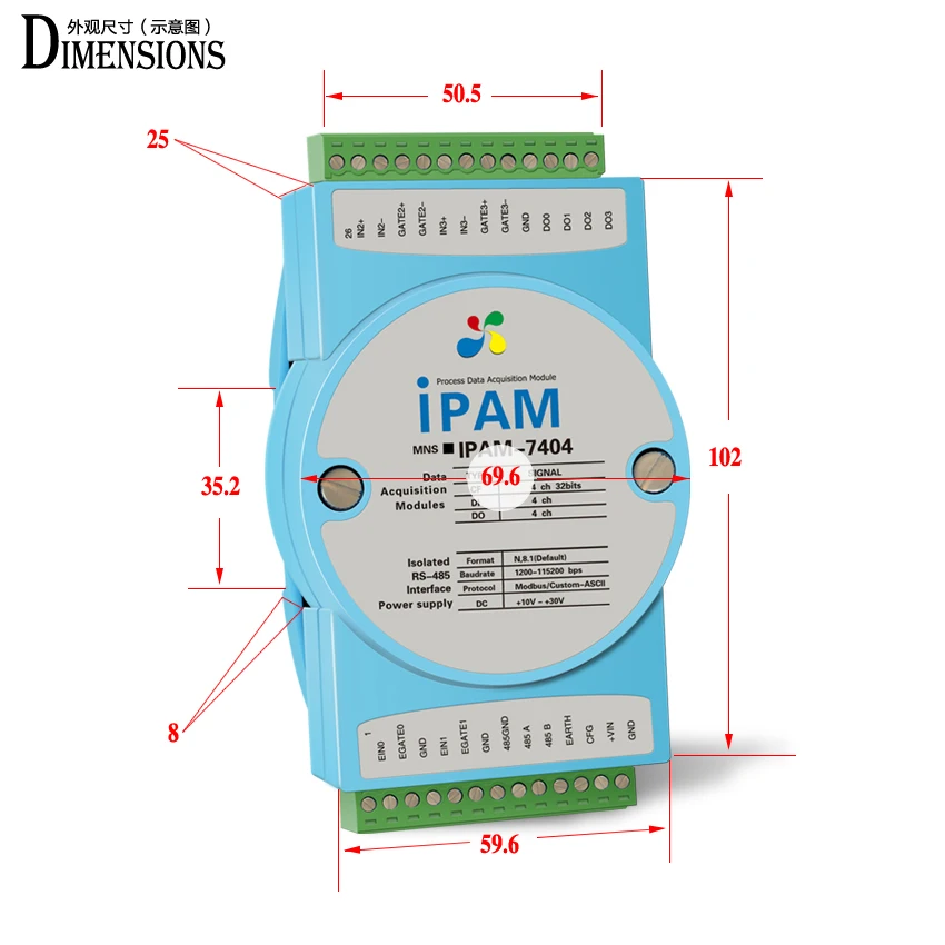 

Ipam-7404 encoder acquisition module RS485 counting frequency measurement high speed MODBUS converter closing detection