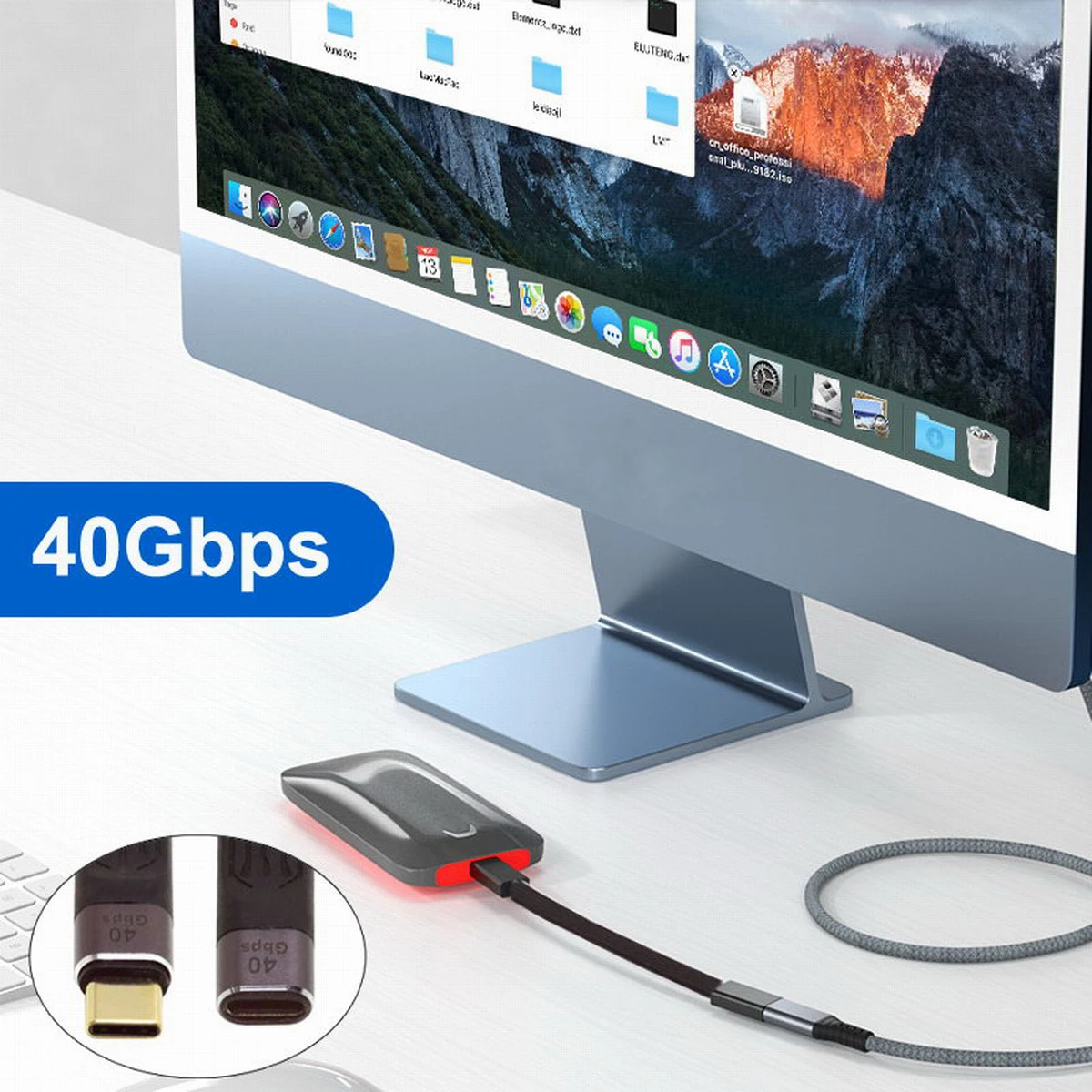 ChenYang USB-C USB4 Удлинительный кабель тонкий плоский штекер-гнездо 40 Гбит/с 100 Вт
