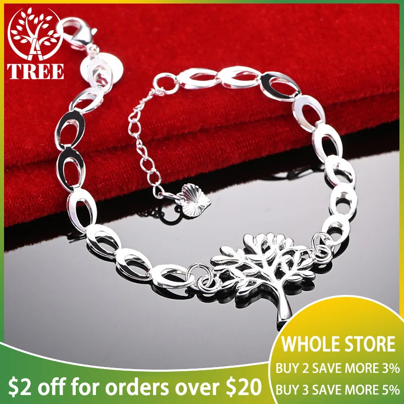 

ALITREE 925 Sterling Silver Luxury Trendy Popular Tree Pendant Chain Bracelet For Woman Wedding Birthday Party Fashion Jewelry