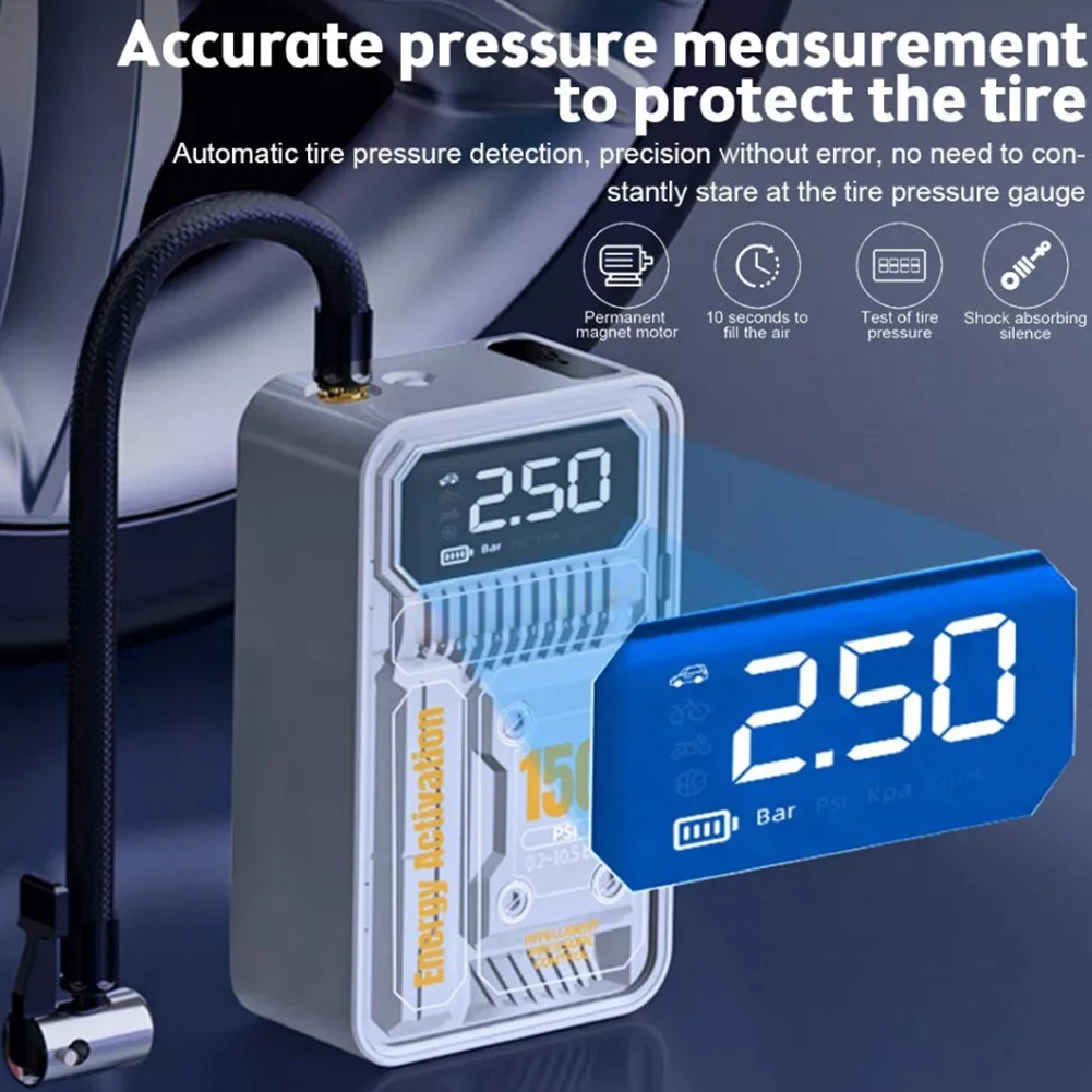 150PSI беспроводной автомобильный электрический насос для накачивания шин