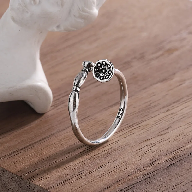 

Sam Panda 925 Stamp Lotus Root Ring For Women Girl Thai Silver Creative Temperament Party Gifts Jewelry Dropship Wholesale