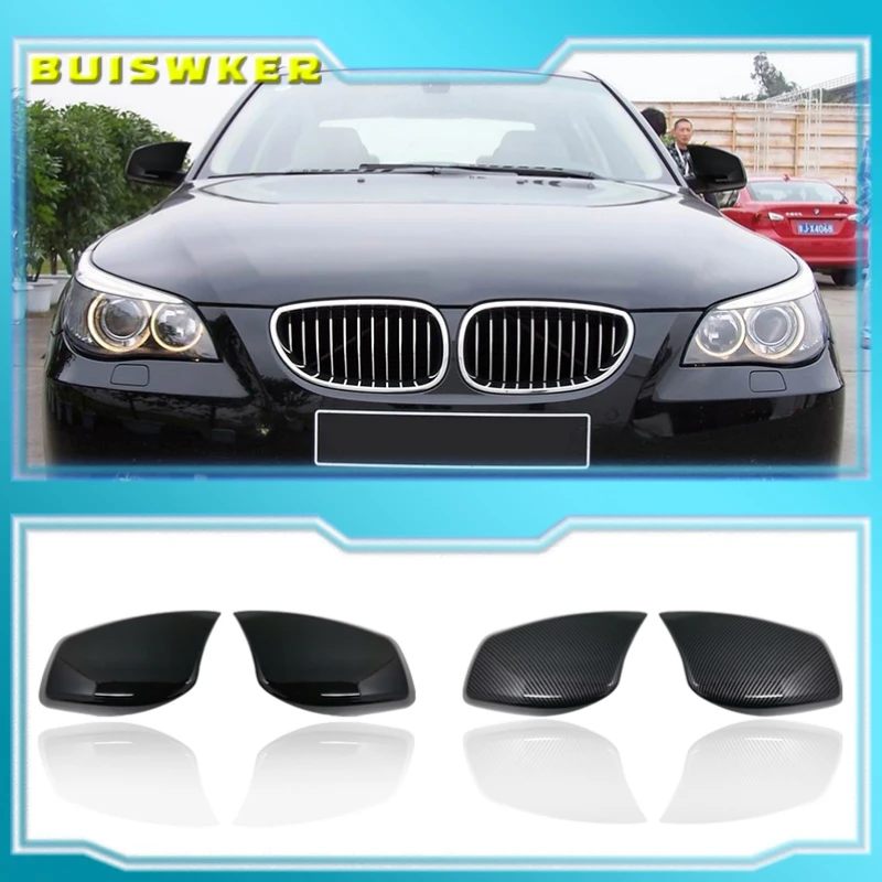 

Glossy Black Door Side Mirror Cover Caps For-BMW E60 E61 E63 E64 5/6 Series 2003-2010