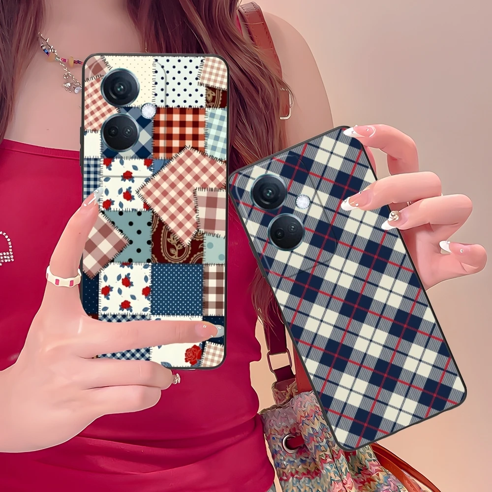 Lattice Grid Texture Mobile Cell Phone Case for OPPO Find X5 X3 X2 A93 Reno 8 7 Pro A74 A72 A53 Black Soft Cover Shell