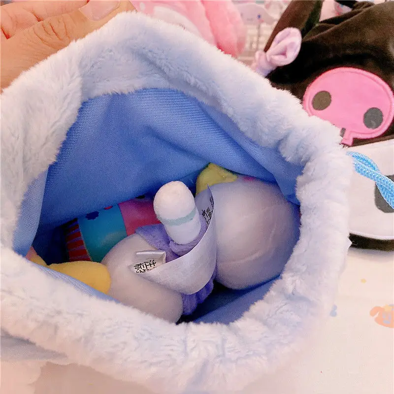 cute backpack tiny backpack Girly Heart Big Ear Dog Melody Drawstring Bag Large Capacity Drawstring Clow M Plush Buggy Bag