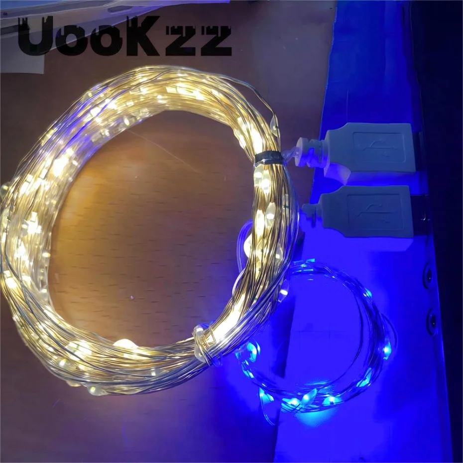 

UooKzz USB LED String Lights Copper Silver Wire Garland Light Waterproof LED Fairy Lights For Christmas Wedding Party Decoration