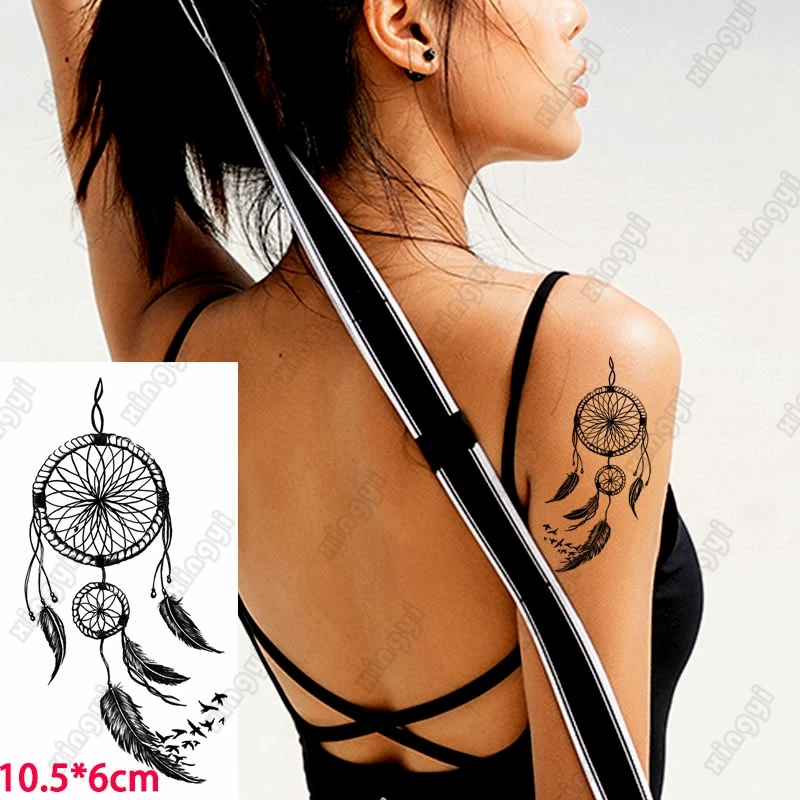 Waterproof Temporary Tattoo Sticker Dream Catcher Network Sexy Girl Feather Fly Bird Flash Tatoo Fake Tatto Body Art for Woman