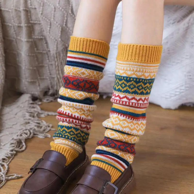 Fall/winter New Pile Socks Japanese Leg Protector Knitted Padded Warm Foot Cover Fashion Boot Set Women Yoga Socks
