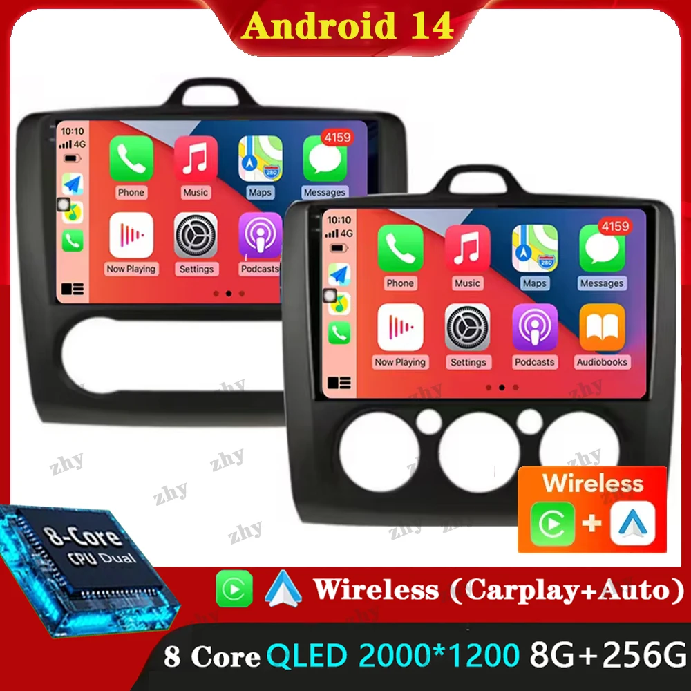 Авторадио Android 14 Carplay для Ford Focus Exi MT AT 2004-2011 navigazione GPS lettore мультимедиа WiFi + 4G стерео