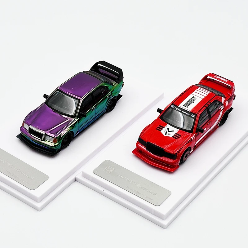 1:64 DCM 190E W201 EVO II Модифицированная красная гальванизированная литья под давлением