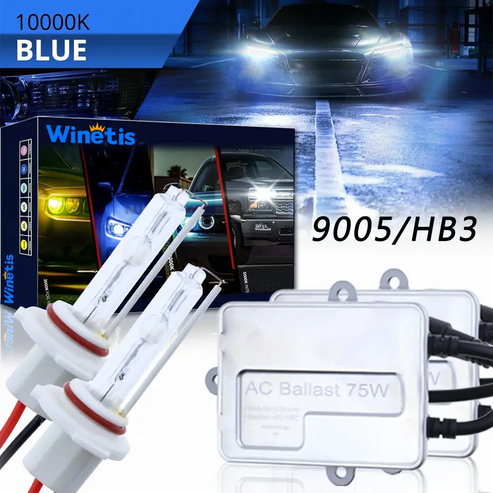 

75W Winetis 9005 Hb3 Hid Headlight Bulb High Beam 10000K Super Bright Blue Light
