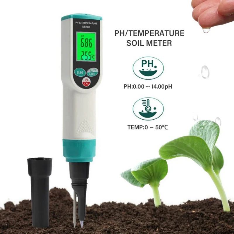 

High Accuracy Soil PH Meter 0.00~14.00pH Digital Temp Acidity Soil Tester Sensor Analyzer for Outdoor Planting Garden Farmland
