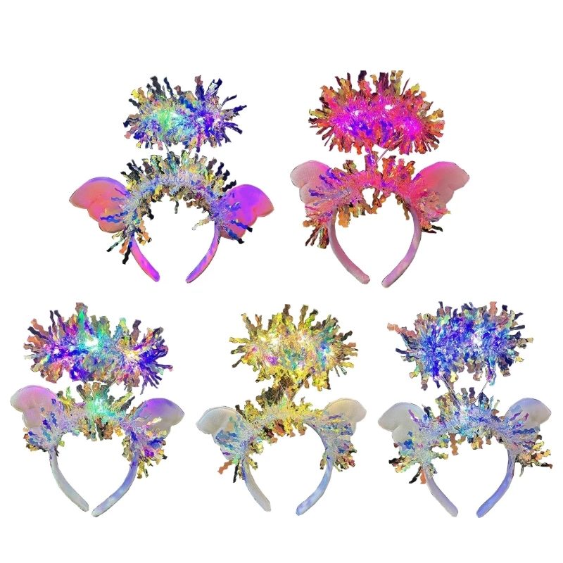 

Яркие повязки на голову с изображением ангела, резинки для волос со светодиодной подсветкой, рождественские праздничные для для