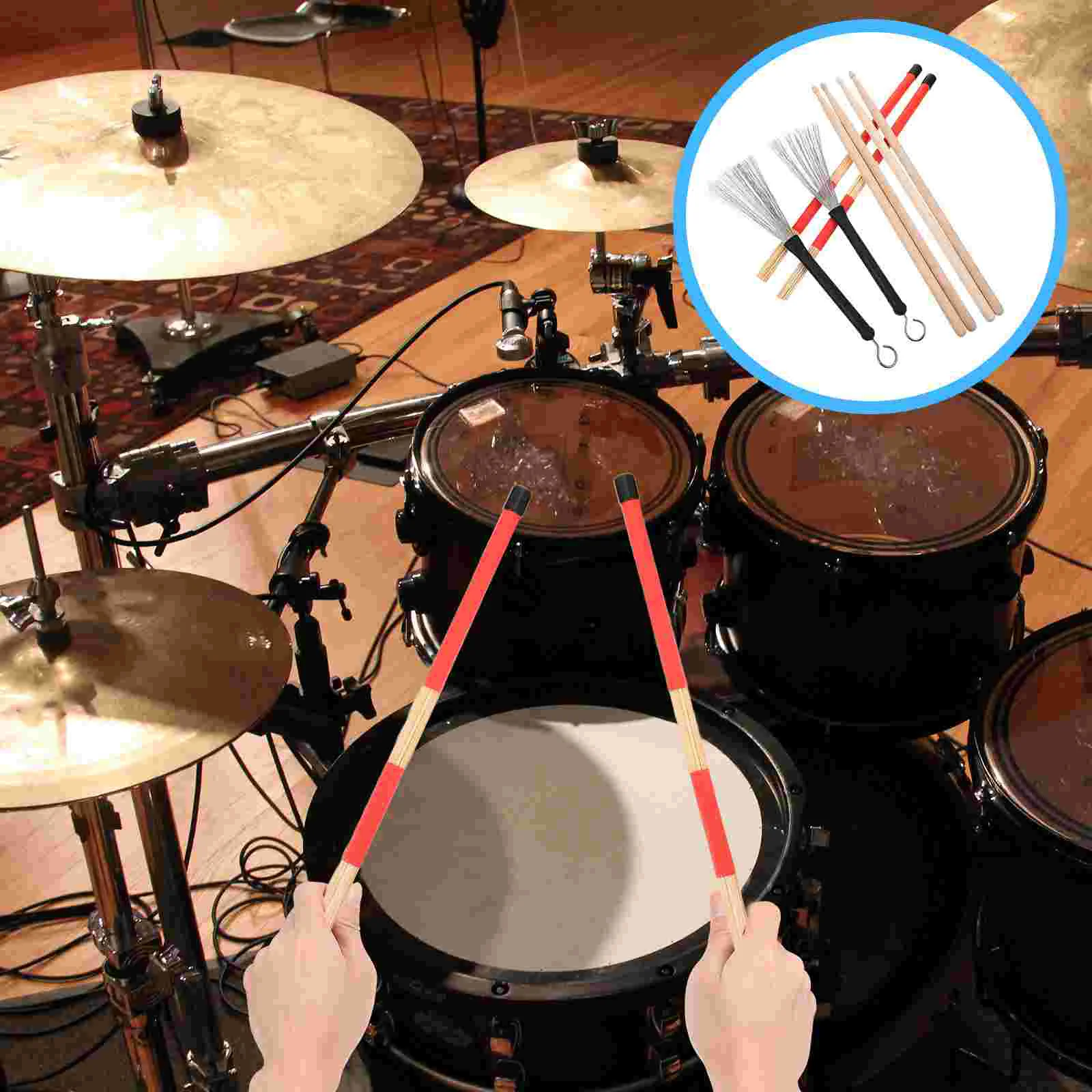 

Drum Wood Drumsticks Brush Wooden Stick Sticks Mallets Bass Using Wire Percussion Rodsbag Storage Jazz Mallet Bell Accessories