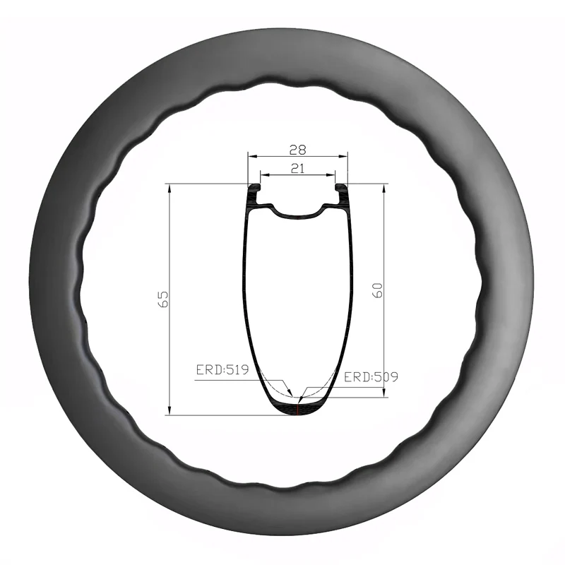 LIENGU 485 г 60 мм 65 волнистый карбоновый обод бескамерный дорожный велосипед 700 ширина