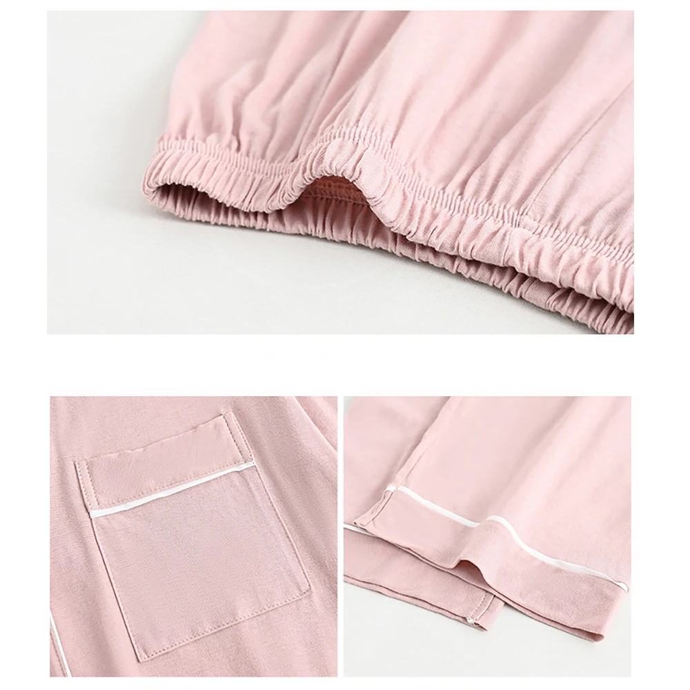 100% Cotton Summer Suit Summer Solid Pajama Sets for Women Casual Short Sleeve Long Pants Comfort Soft Sleepwear pyjama femme