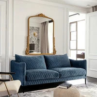 nordic simple fabric double three person sofa blue flannel metal feet modern luxury sofa small apartment