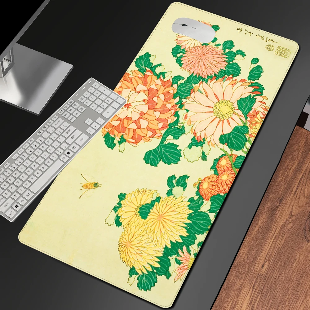 

Мультяшные коврики для мыши с хризантемой, желтая подставка для запястья, большой коврик для мыши, студенческие аксессуары, коврик для мыши и клавиатуры, Настольный коврик
