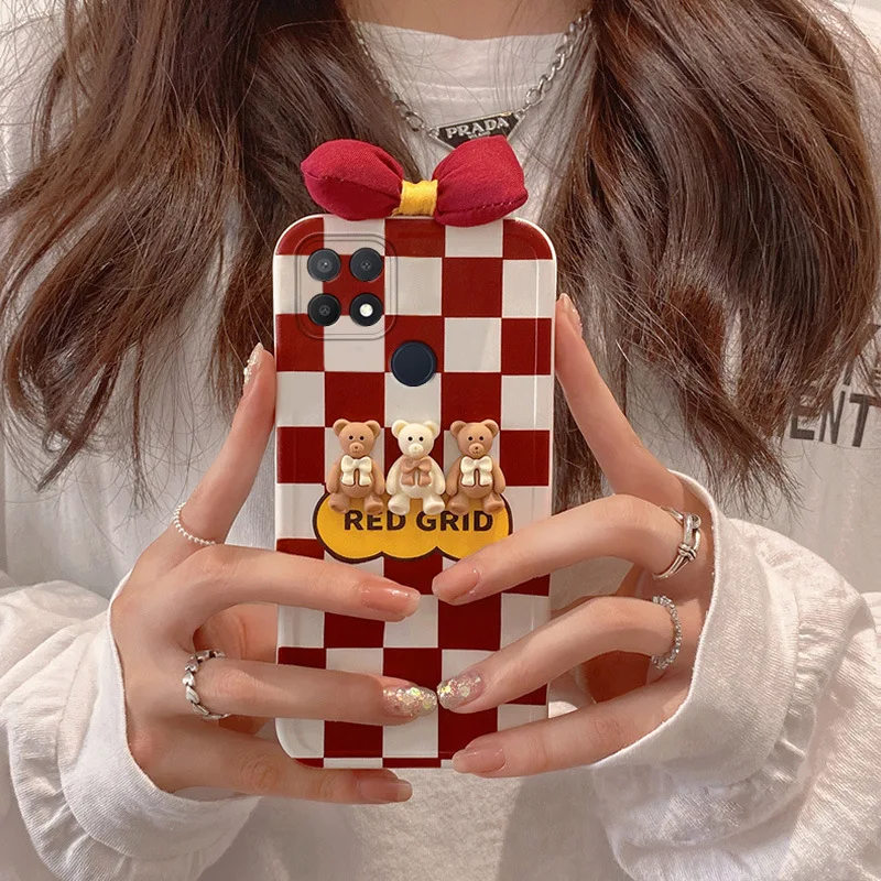 

Подходит для OPPO A35 A72 A93s Series Red Hot Air Generation Hair однотонный полосатый клетчатый силиконовый мягкий чехол