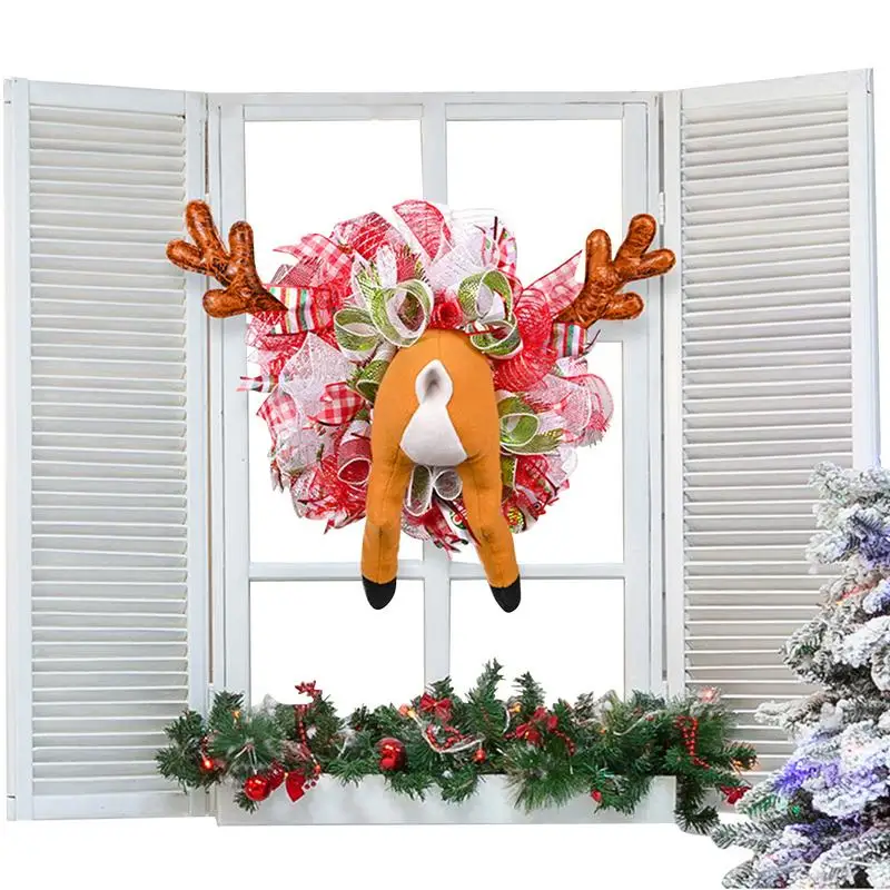 

Christmas Wreaths For Front Door Deer Butt And Antler Wreath Artificial Wreath Hangable Garland For Wall Door Window Fireplace