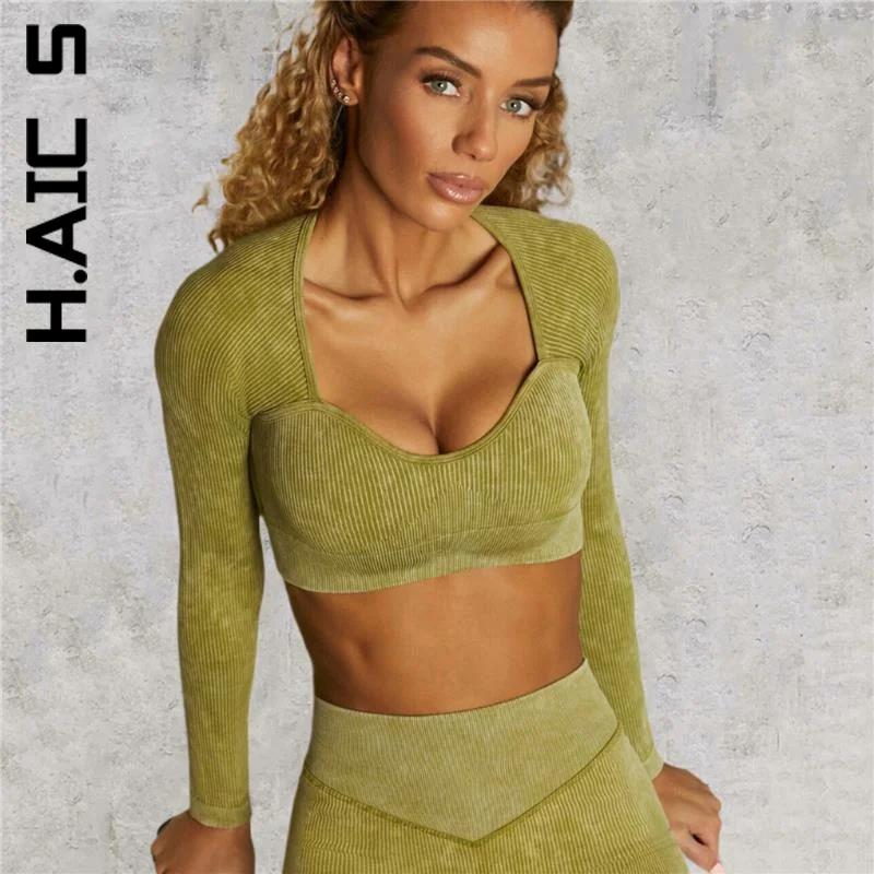 

H.Aic S Seamless Fashion Scrunch Tights Sportswear Push Up Yoga Set Sporty Workout Set Gym Women Sportwear Yoga Suit Female