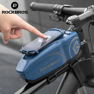 rockbros bicycle bag raincover bike phone holder bag waterproof bicycle basket 4 6 5 front phone bag moto bicycle accessories free global shipping