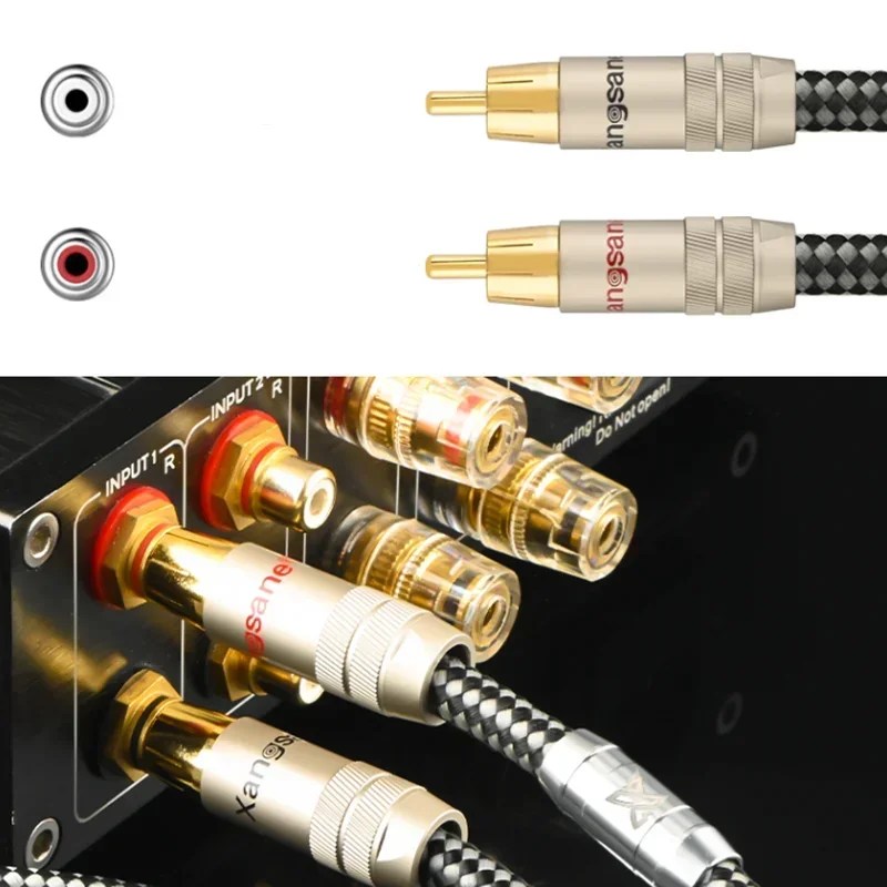Пара Hi-Fi аудио соединительный кабель с двойным экраном серебряная сигнальная