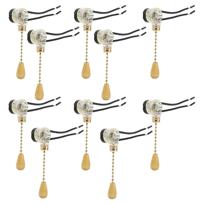 

10Pcs Wall Light Pull Switch Home Ceiling Fan Lamp Ceiling Fan Wall Light Replacement Pull Chain Cord Switch