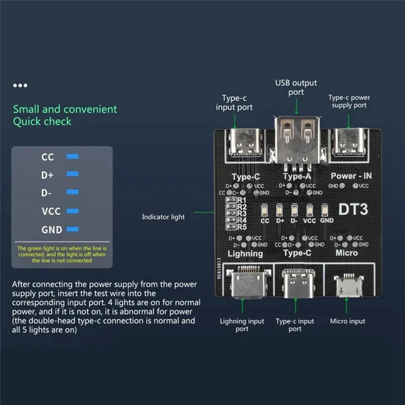 USB-плата обнаружения линии передачи данных для IOS Android Micro-USB Type-C плата