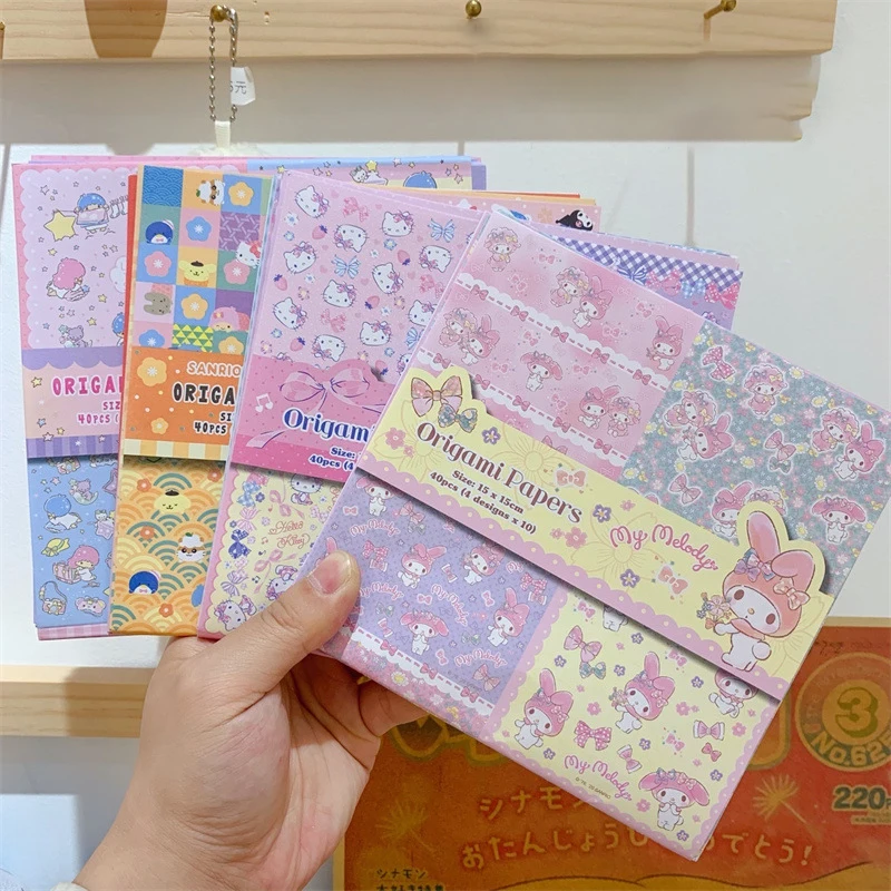 

Sanrio Hello Kittys Sticky Note Cartoon Cinnamoroll Anime Kuromi Kawaii My Melody Cute Origami Message Book Toys For Girls Gift