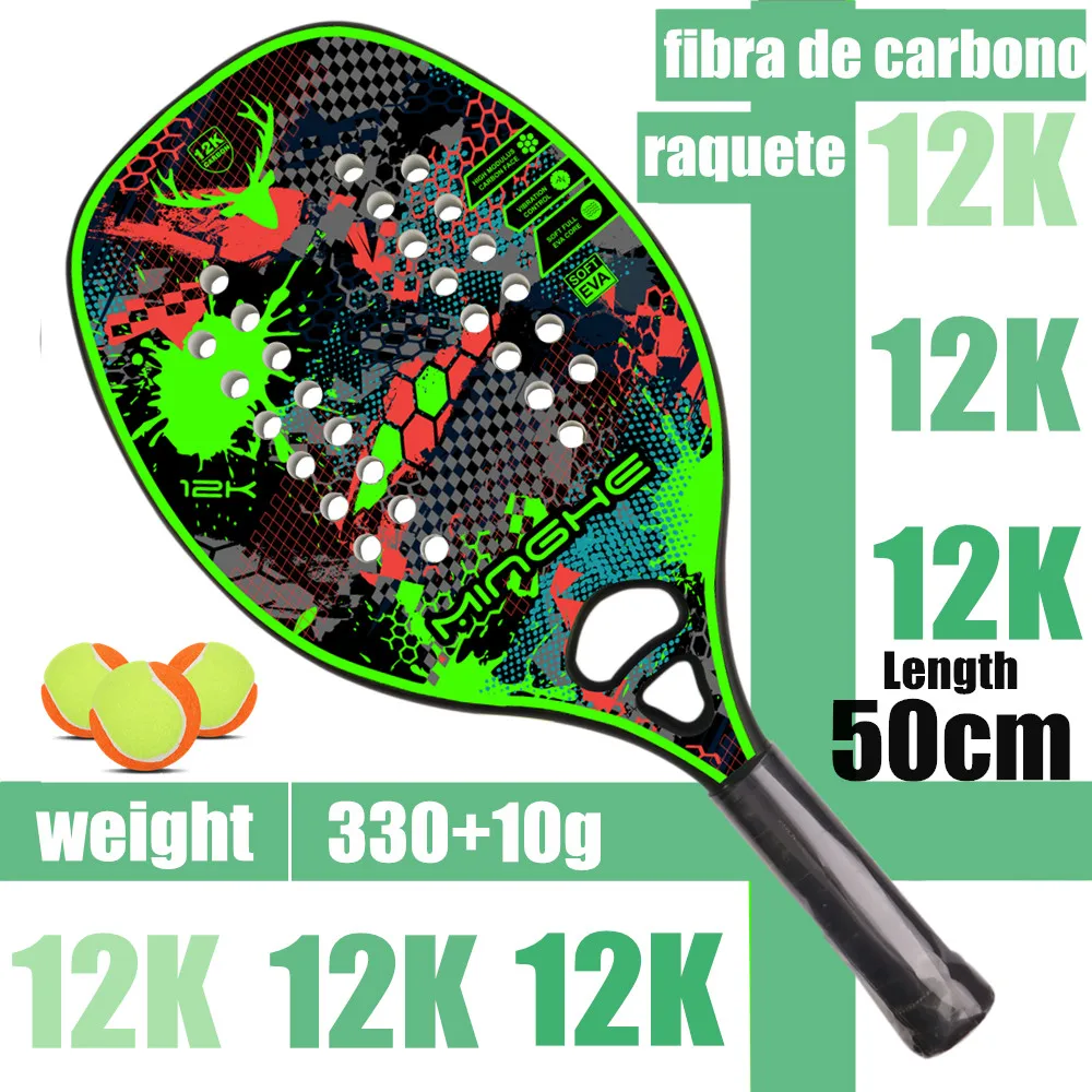 

Ракетка для пляжного тенниса Minghe 12k из углеродного волокна с грубой поверхностью, с сумкой, углеродное волокно 12K, специально разработана дл...
